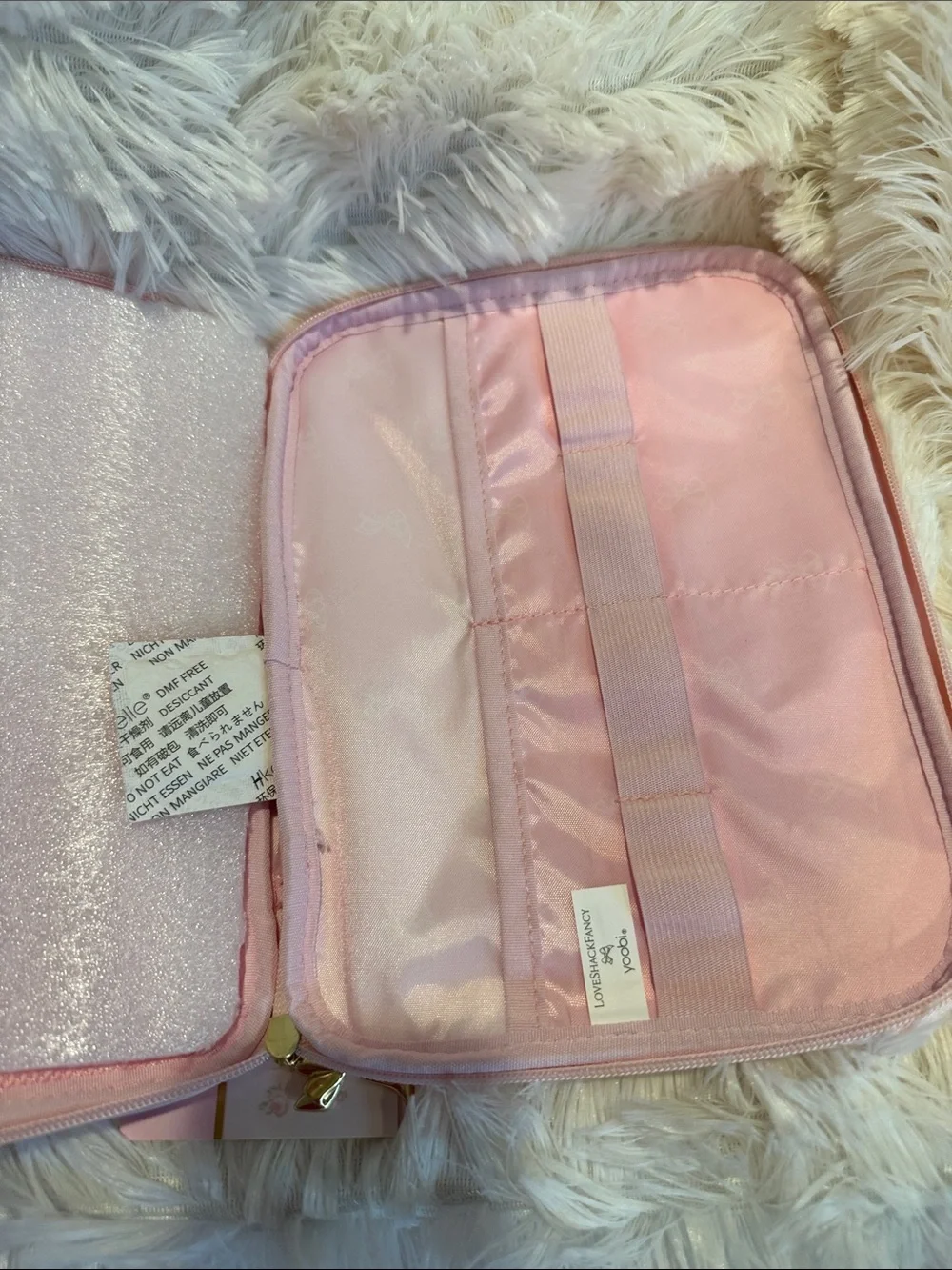 LoveShackFancy Pink Floral Kids Organizer with Gold Bow